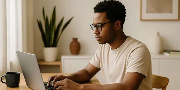 A person collaborating on content using the Get Poppy AI platform.